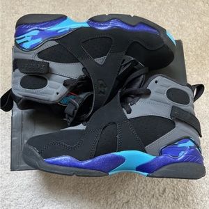 NIKE KIDS GS AIR JORDAN RETRO 8 "AQUA" BLACK BASKETBALL SHOES 305368 025 SZ 4.5Y